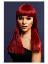 Red Long Blunt Cut Wig - Honour Clothing