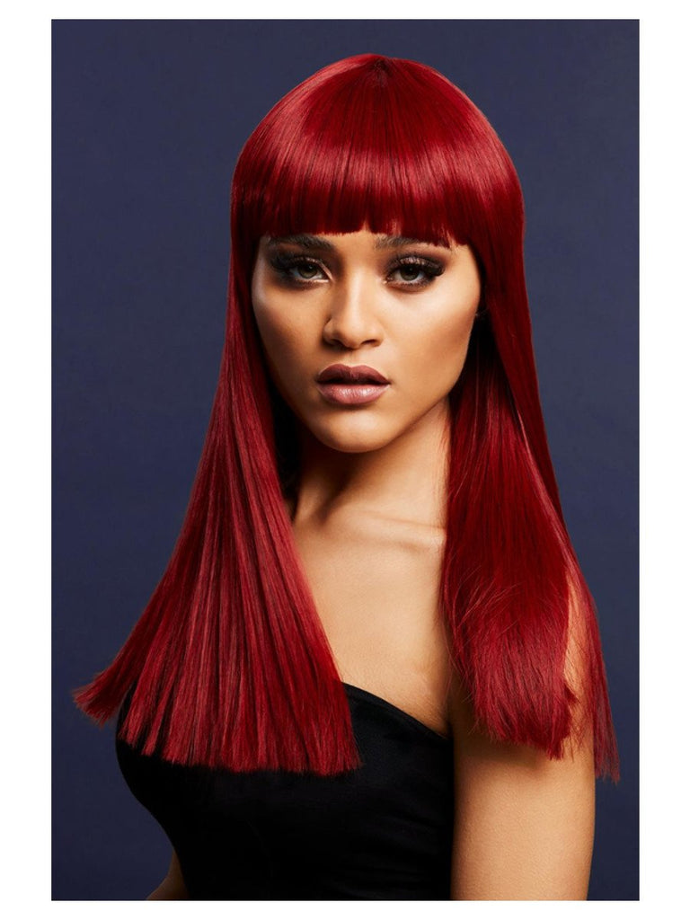 Red Long Blunt Cut Wig - Honour Clothing