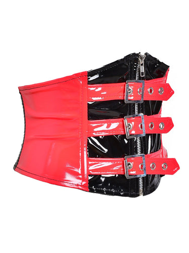 Red PVC Buckled Waspie Belt - Honour Clothing