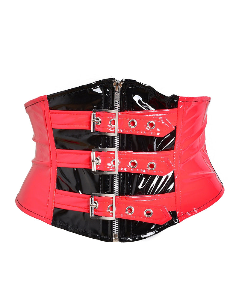 Red PVC Buckled Waspie Belt - Honour Clothing