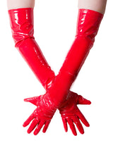Red PVC Long Opera Gloves - Honour Clothing