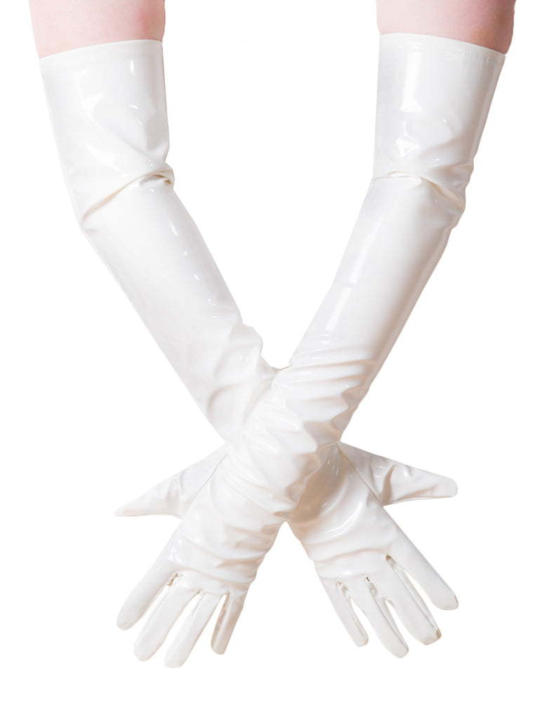 Red PVC Long Opera Gloves - Honour Clothing