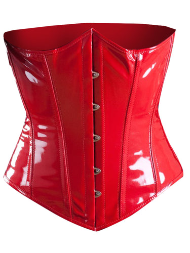 Red PVC Underbust Corset - Honour Clothing