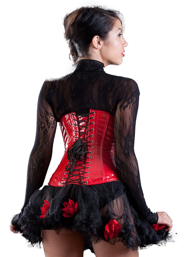 Red PVC Underbust Corset - Honour Clothing