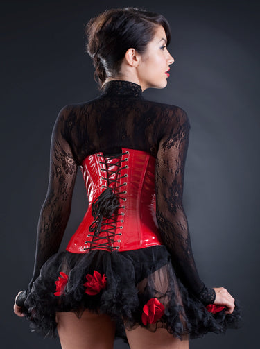 Red PVC Underbust Corset - Honour Clothing