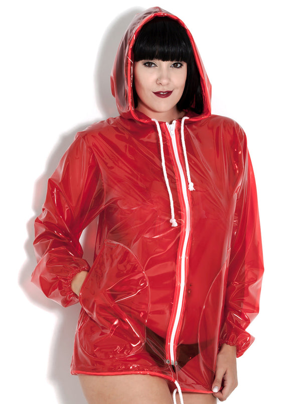 Red Plastic Overcoat - Honour Clothing