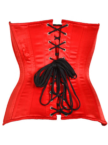 Red Satin Victorian Style Corset - Honour Clothing