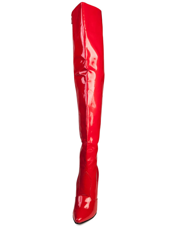 Red Thigh High Diva Boots - Honour Clothing