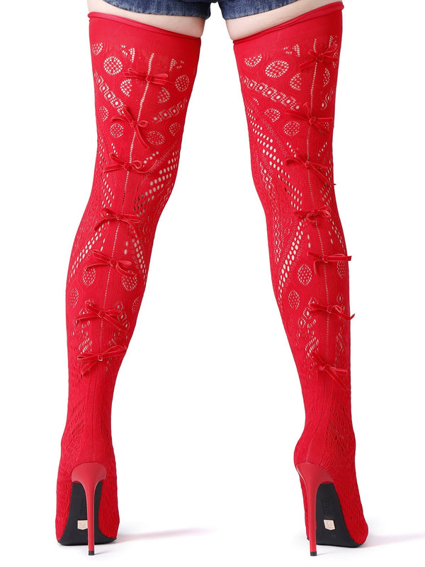 Red Thigh High Sephie Boots - Honour Clothing