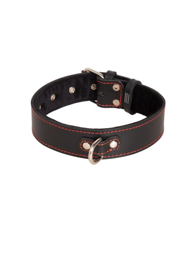 Lined Leather Choker With Contrast Stitching
