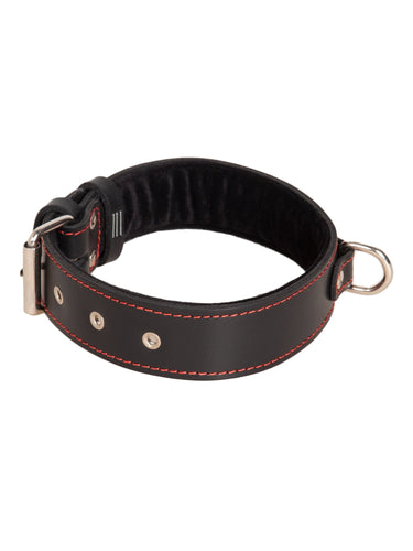 Lined Leather Choker With Contrast Stitching