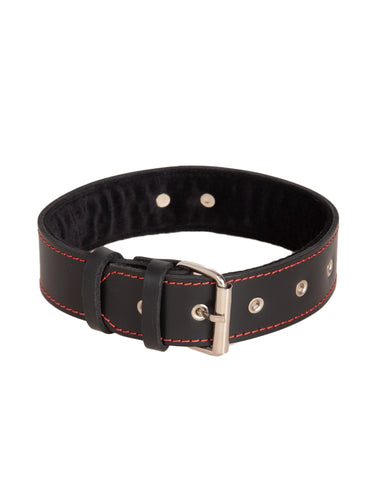 Lined Leather Choker With Contrast Stitching