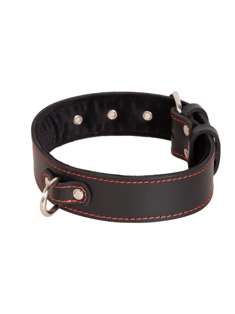 Lined Leather Choker With Contrast Stitching