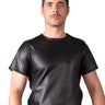 Round Neck Premium Leather T-Shirt - Black - Honour Clothing