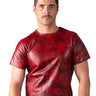 Round Neck Premium Leather T-Shirt - Red - Honour Clothing