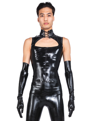 Black Latex Revelant Top - Honour Clothing