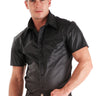 Short Sleeved Black Leatherette Shirt - Honour Clothing