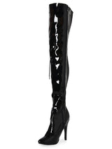 Side Laced Thigh High Boots in Black and Red - Honour Clothing