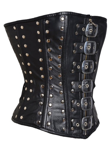 Studded Leather Overbust Corset - Honour Clothing