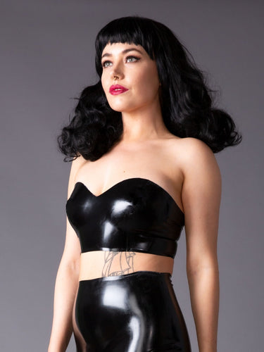 Sweetheart Neckline Bandeau Latex Bra - Honour Clothing