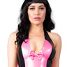 V-neck Latex Top & Bow - Honour Clothing