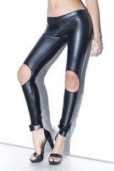 Wetlook Black Cutout Leggings - Honour Clothing