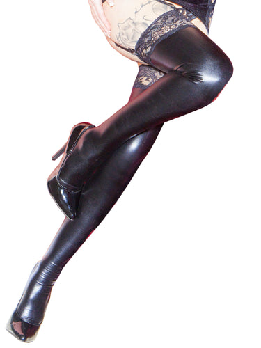 Wetlook Stockings With Lace - Honour Clothing