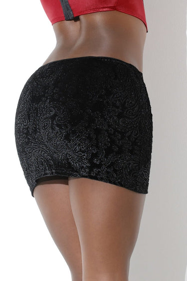 Wetlook Velvet Panel Skirt - Honour Clothing