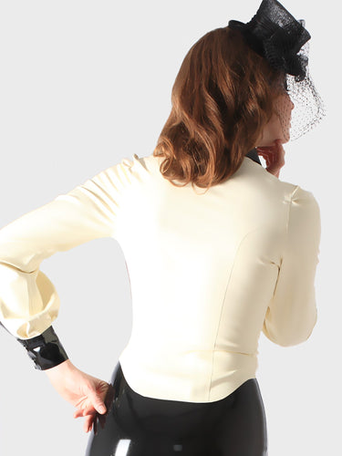 White & Black Latex Blouse - Honour Clothing