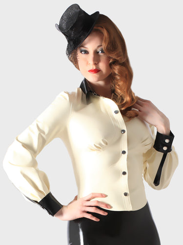 White & Black Latex Blouse - Honour Clothing