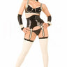 White & Black Latex Seamed Stockings - Honour Clothing