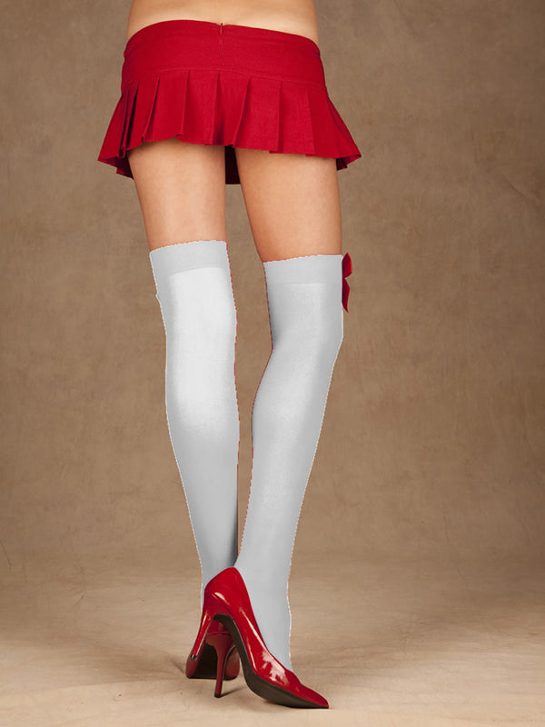 White Thigh High Stockings With Bow - Honour Clothing