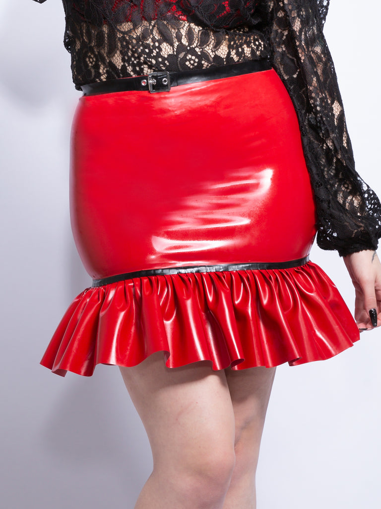 Frilly Rouge Latex Skirt - Honour Clothing