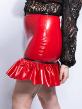 Frilly Rouge Latex Skirt - Honour Clothing