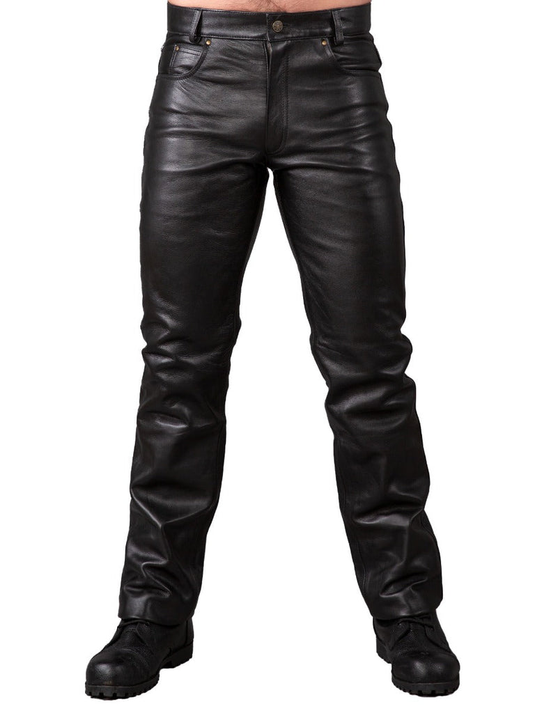 Zip Fly Leather Jeans - Honour Clothing