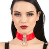 Wide PVC Choker With O Ring in Red - Honour Clothing