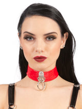 Wide PVC Choker With O Ring in Red - Honour Clothing