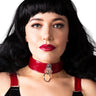 Wide PVC Choker With O Ring in Burgundy - Honour Clothing