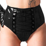 PVC Bordeaux Black Lace Up Knickers - Honour Clothing