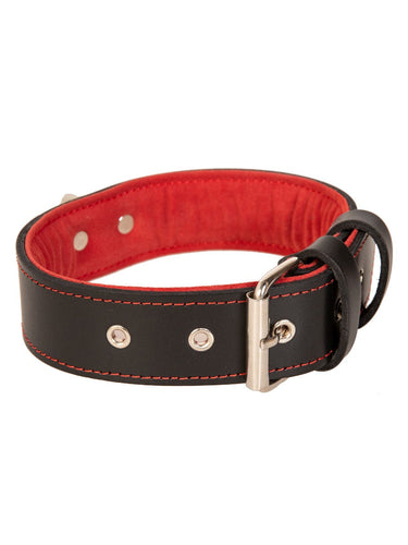Leather Suede Lined Choker in Black & Red